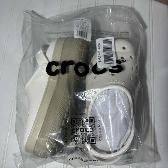 CROCS NWT Stacked platform clogs white & beige women’s 8 - Picture 7 of 8